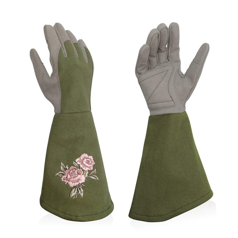 Intra-FIT Rose Pruning Gloves Thorn Proof, Embroidery Leather Gardening Gloves with Extra Long Forearm Protection - Image 1